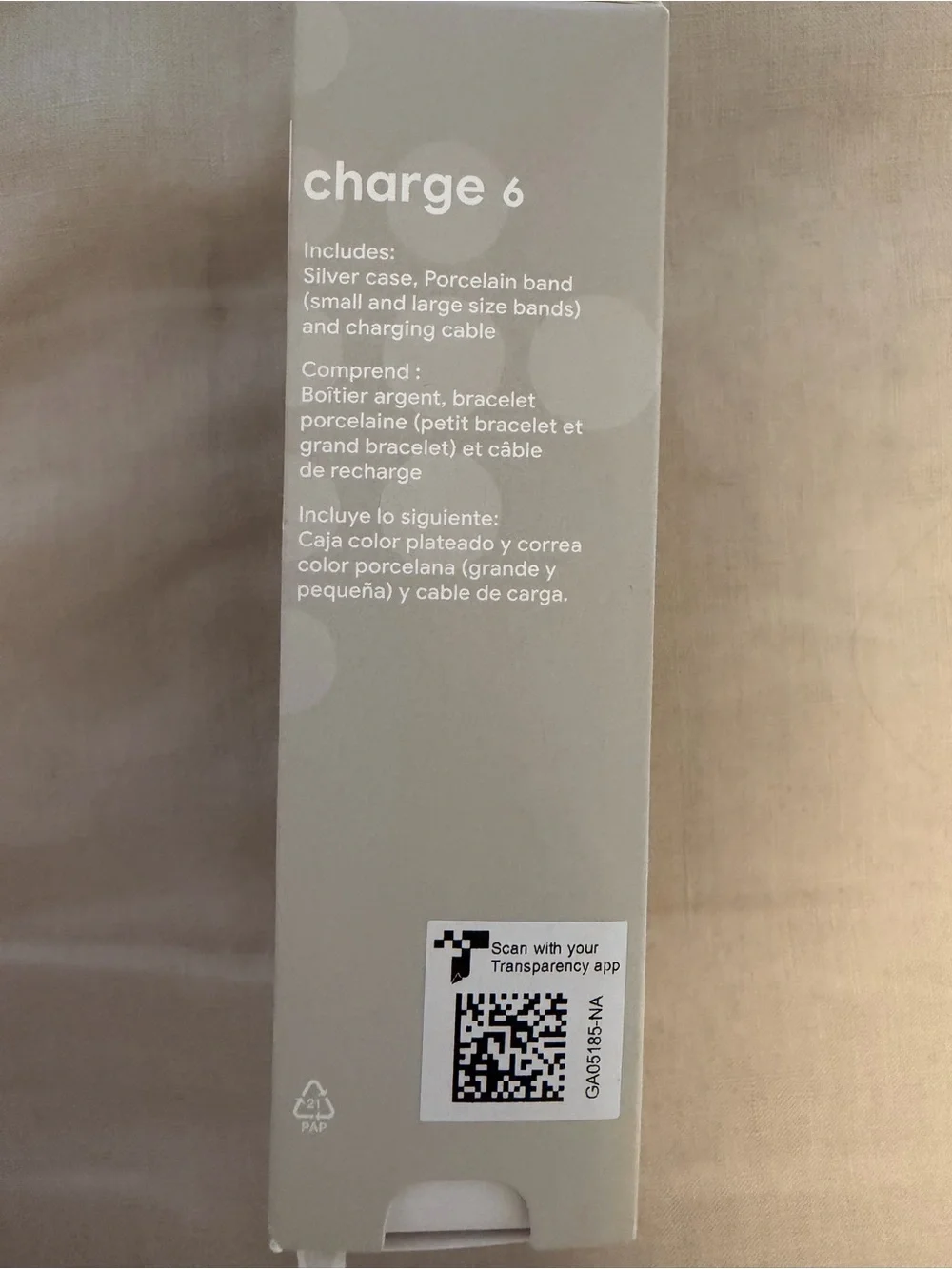 NWT Fitbit Charge 6 Fitness Tracker Silver Case Porcelain Band Unopened